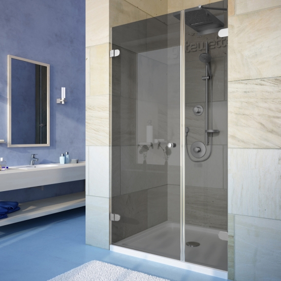 LUX DOOR GK-002B хром матовый стекло графитовое левое открывание двери