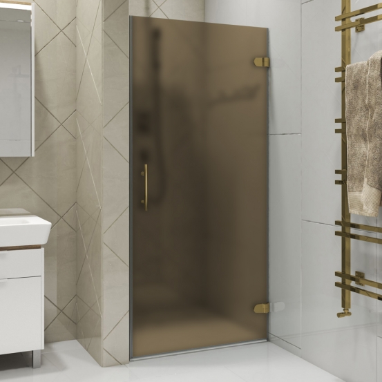 LUX DOOR GK-001-CH02 золотой гальванический стекло бронзовое матовое правое открывание двери