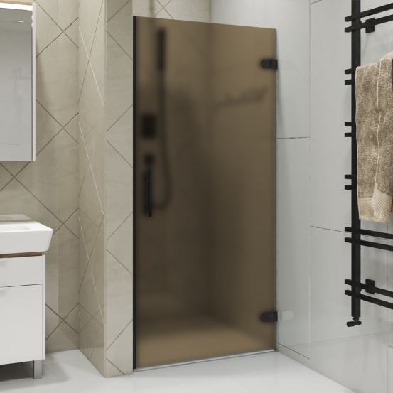 LUX DOOR GK-001-CH02 черный матовый стекло бронзовое матовое правое открывание двери