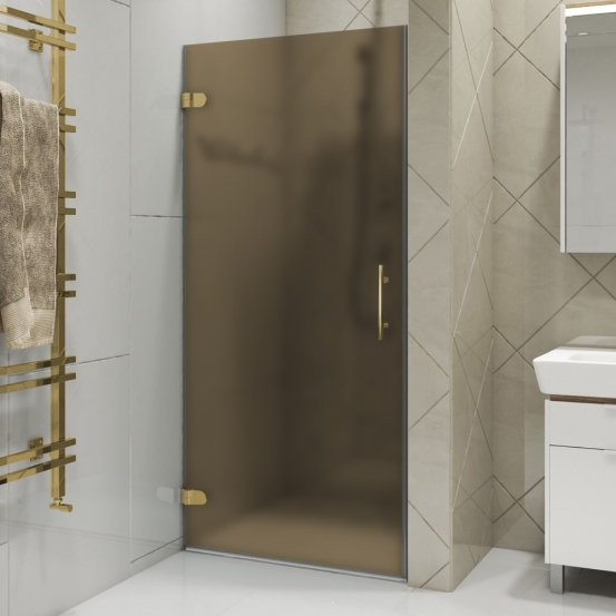 LUX DOOR GK-001-CH02 золотой металлик стекло бронзовое матовое левое открывание двери