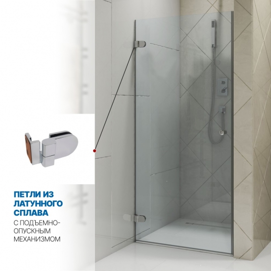 Инфографика 3 LUX DOOR GK-001 хром блестящий стекло выбеленное толщина 0_8 левое открывание двери