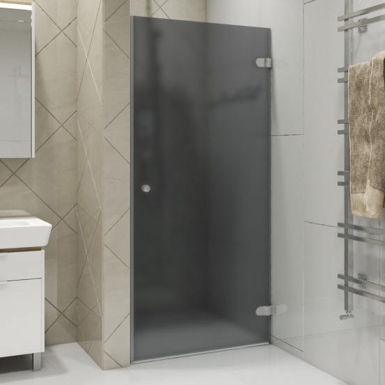 LUX DOOR GK-001 хром матовый стекло графитовое матовое правое открывание двери