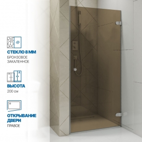 Инфографика 1 LUX DOOR GK-001 хром матовый стекло бронзовое толщина 0_8 правое открывание двери