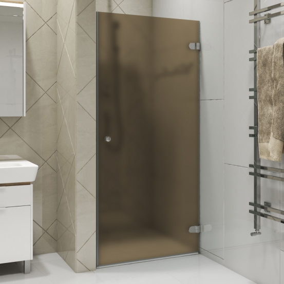 LUX DOOR GK-001 хром блестящий стекло бронзовое матовое правое открывание двери