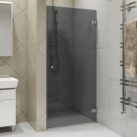 LUX DOOR GK-001 хром блестящий стекло графитовое правое открывание двери