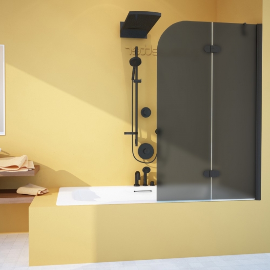 LUX PEARL GV-102A черный матовый стекло графитовое матовое правое открывание двери