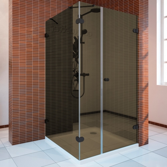 LUX SQUARE GK-003A черный матовый стекло бронзовое правое открывание двери