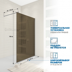Инфографика 2 WALK-IN P008STB хром матовый стекло бронзовое