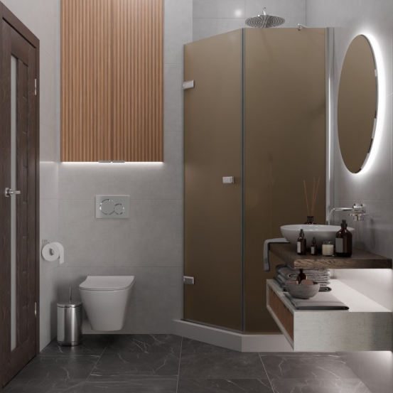 TREND DOOR GK-862BGP135 хром блестящий стекло бронзовое матовое #4