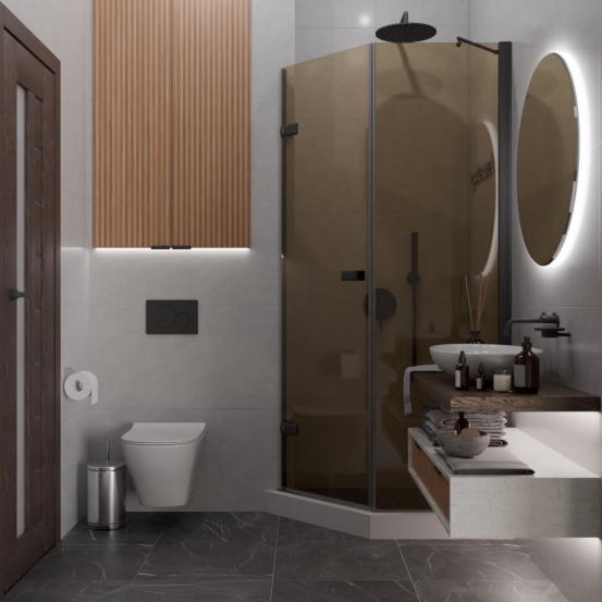 TREND DOOR GK-862BGP135 черный матовый стекло бронзовое #4