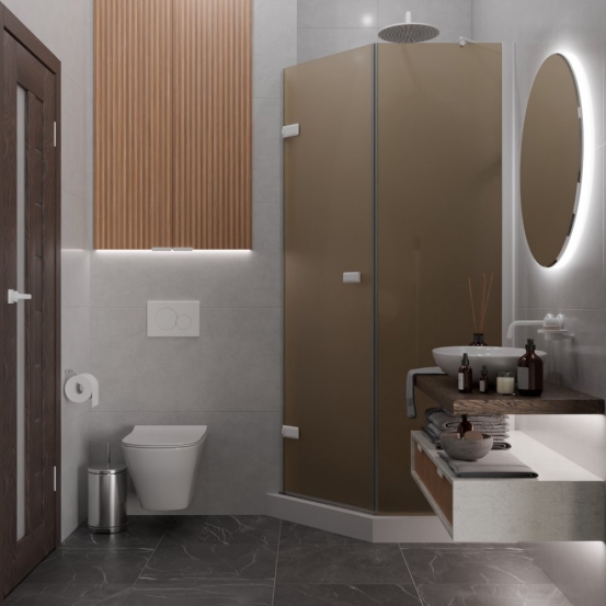 TREND DOOR GK-862BGP135 белый матовый стекло бронзовое матовое #4