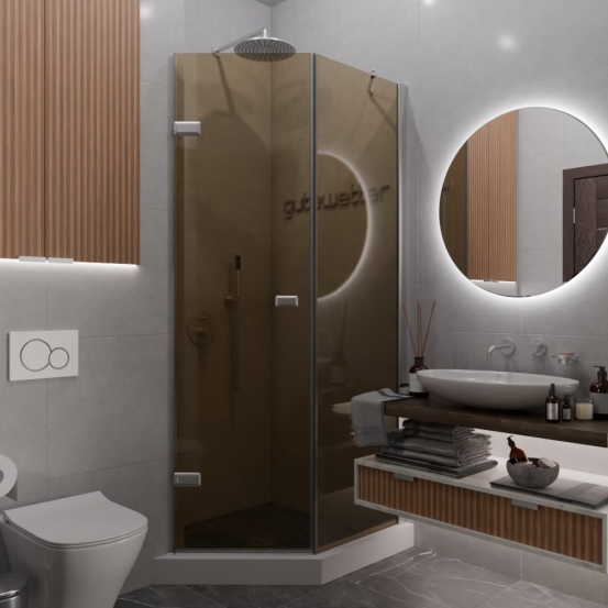 TREND DOOR GK-862BGP135 хром матовый стекло бронзовое #1