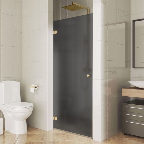 LUX DOOR GK-001-2511 золотой гальванический стекло графитовое матовое левое открывание двери