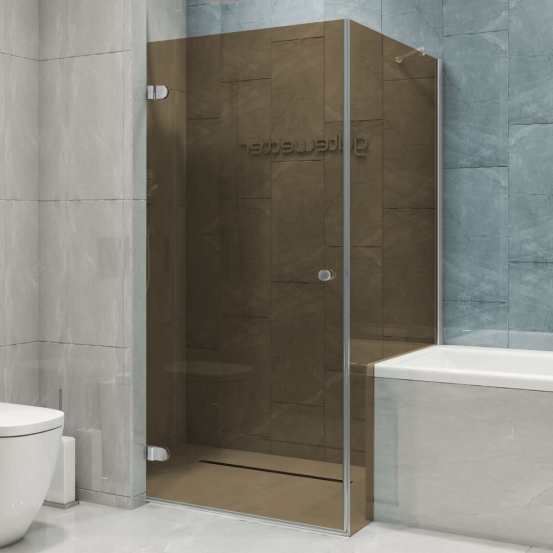 LUX RECTAN GK-002V1P-2511 хром матовый стекло бронзовое левое открывание двери