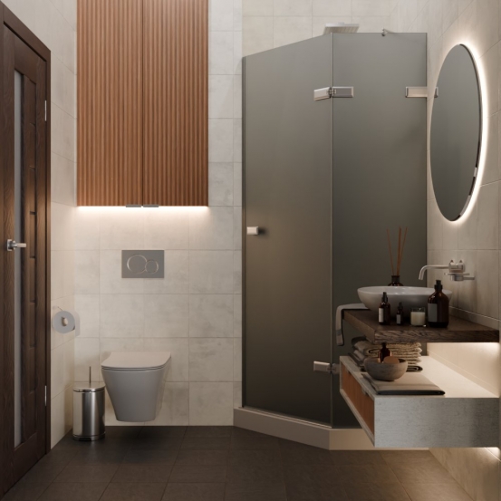 TREND DOOR GK-862AG135ONE-01 хром матовый стекло графитовое матовое #4