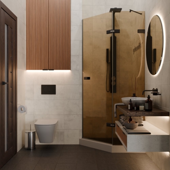 TREND DOOR GK-862AG135ONE-01 черный матовый стекло бронзовое #4