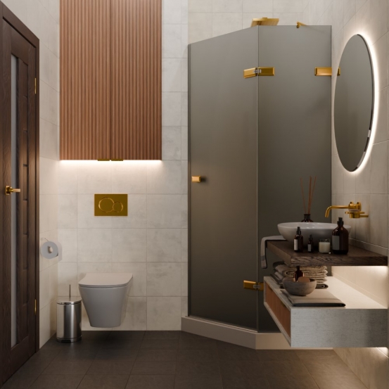 TREND DOOR GK-862AG135ONE-01 золотой металлик стекло графитовое матовое #4