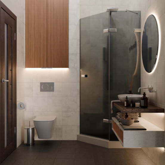 TREND DOOR GK-862AG135ONE-01 хром матовый стекло графитовое #4